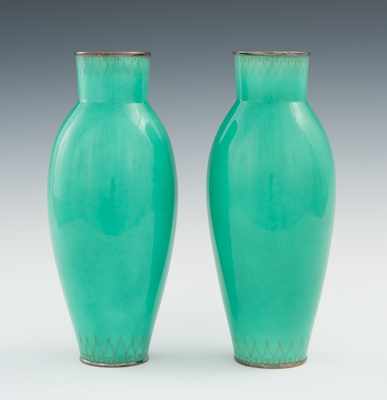 Appraisal: A Pair of Enameled Vases with Mark of Ando Matched