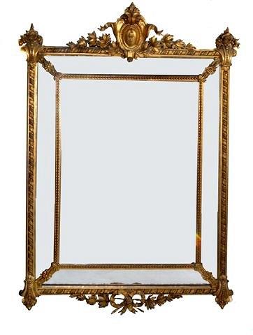 Appraisal: A MID TH CENTURY FRENCH LARGE CUSHION FRAME WALL MIRROR