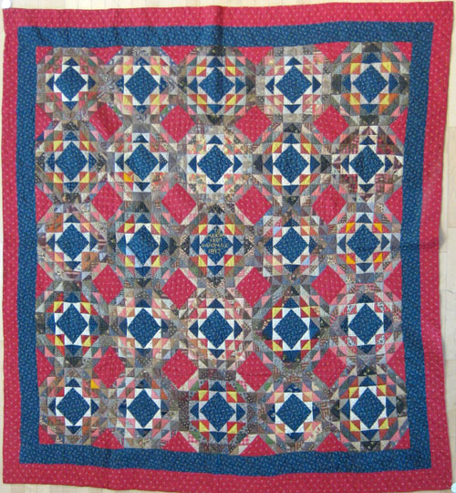 Appraisal: Pieced quilt dated in the ocean wave pattern inscribed To