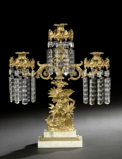 Appraisal: American Gilt-Lacquered Brass Marble and Cut Glass Paul and Virginia