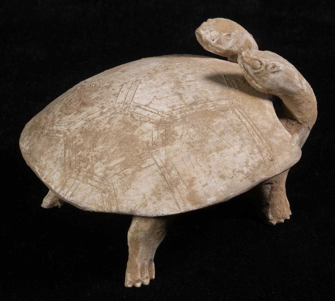 Appraisal: RARE CHINESE HAN DYNASTY TWO-HEADED TORTOISE FORM COVERED INK STONE