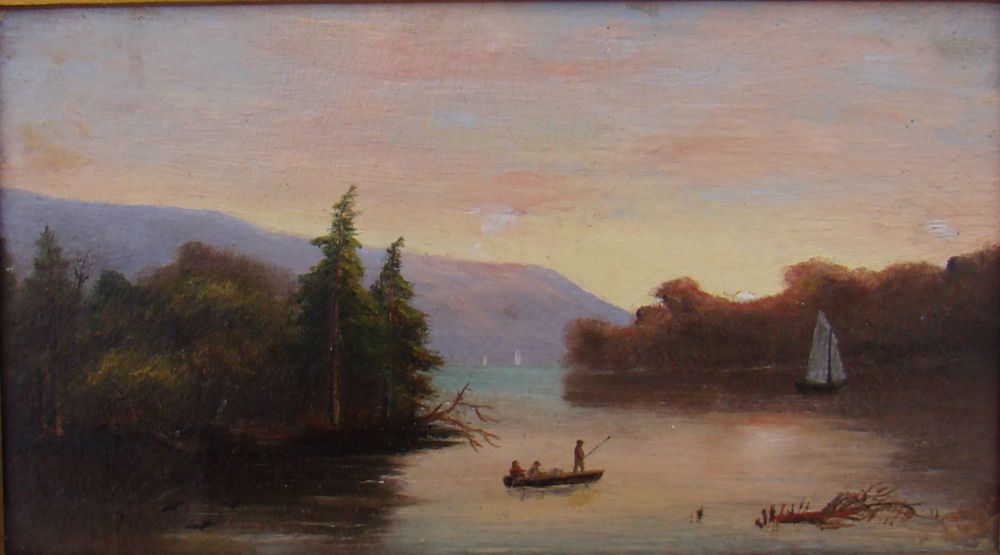 Appraisal: AMERICAN SCHOOLLate th CenturyLuminous mountain landscape Unsigned Oil on board