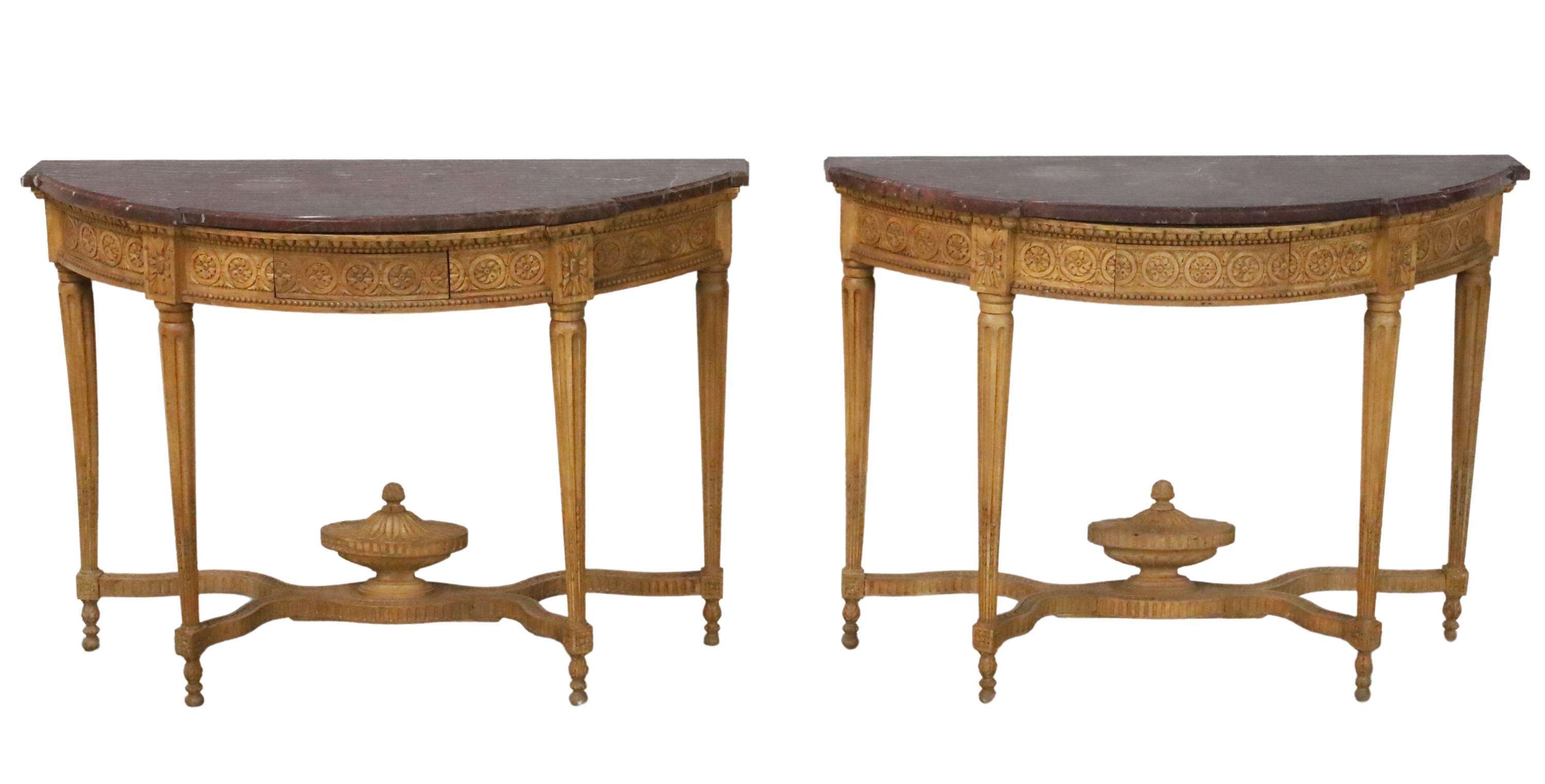 Appraisal: PR OF LOUIS XVI STYLE CONSOLE TABLES Decorative pair of