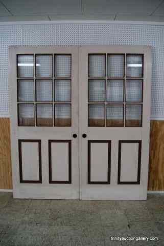 Appraisal: Solid Wood Panel Window French Door Set These are used