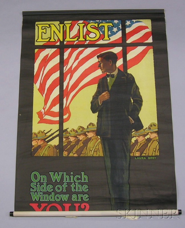 Appraisal: Three WWI Lithograph Posters Laura Brey Enlist James Montgomery Flagg