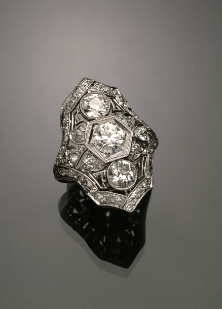 Appraisal: Art Deco Platinum and Diamond Dinner Ring Circa Set with