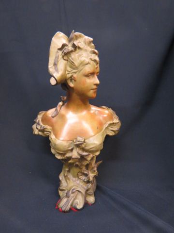 Appraisal: Art Nouveau Bust of a Maiden bronzed circa tall