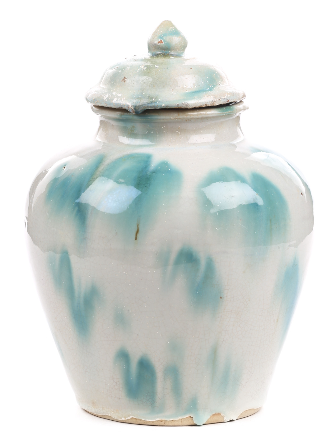 Appraisal: Chinese porcelain drip glaze jar possibly Ming with grey and