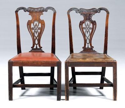 Appraisal: Pair Chippendale carved side chairs each mahogany with carved crest