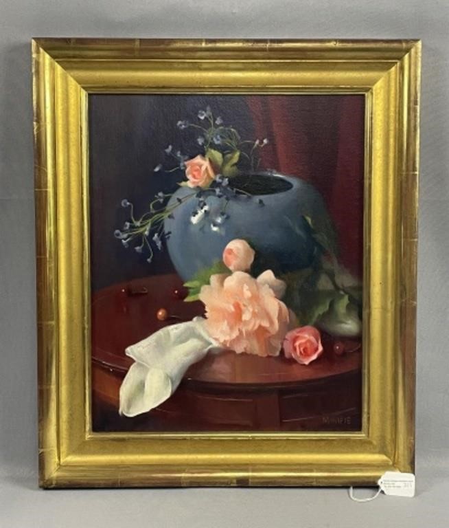 Appraisal: MARY MINIFIE - MASSACHUSETTS NEWHampshire Still Life with vase and