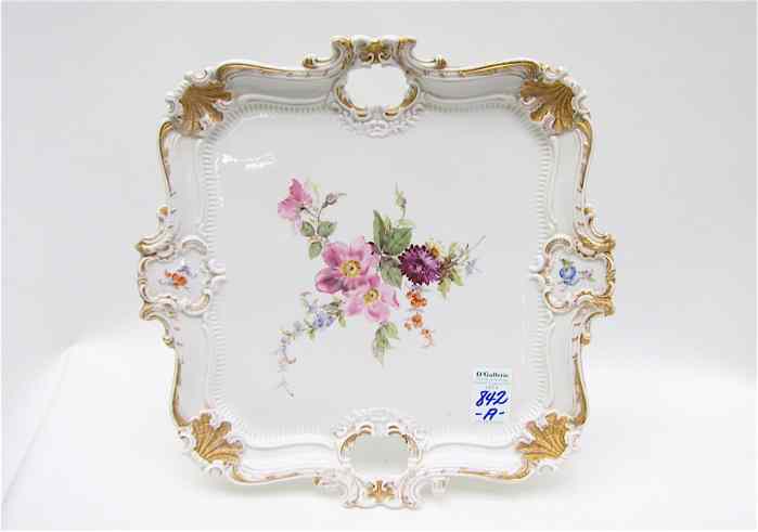 Appraisal: GERMAN MEISSEN PORCELAIN PLATTER having open shaped handles centered with