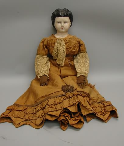 Appraisal: Tagged Greiner papier mache doll Tag reads No Black hair