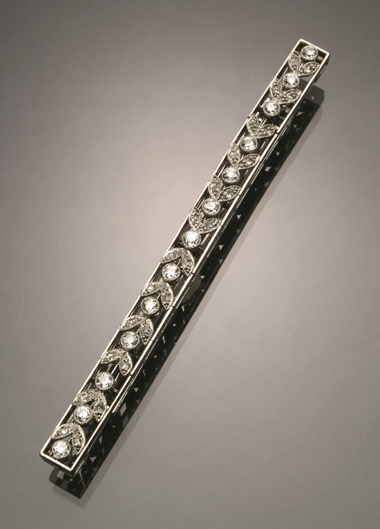 Appraisal: Art Deco Platinum and Diamond Bar Pin Dreicer Circa -