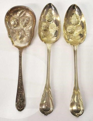 Appraisal: lot of Silver berry spoons including silver plate serving spoons