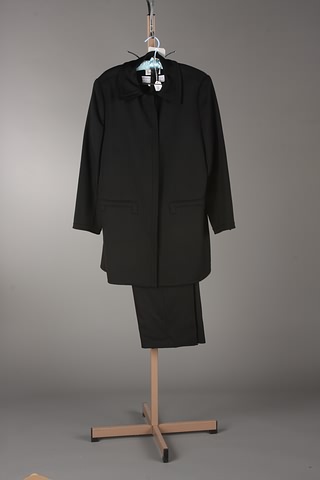 Appraisal: Andr Laug black cashmere long jacket coat with placet front