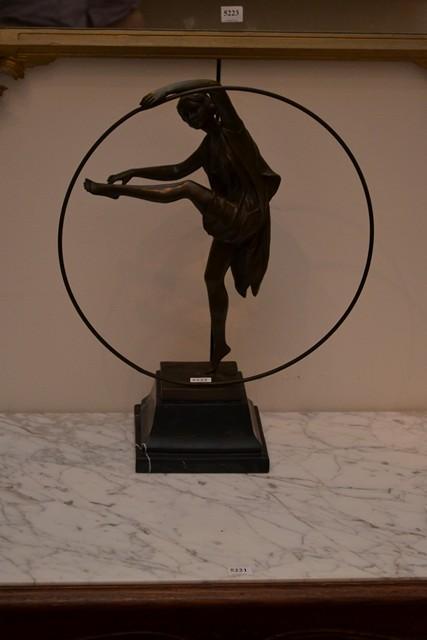 Appraisal: A BRONZE SCULPTURE ON MARBLE BASE OF FEMALE DANCER A