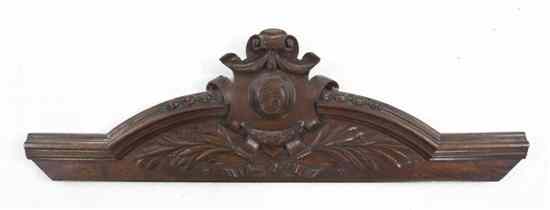 Appraisal: An English Carved Oak Crest centered with a monogrammed shield