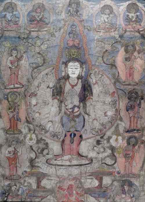 Appraisal: A Tibetan tanka painted in colours on silk of a