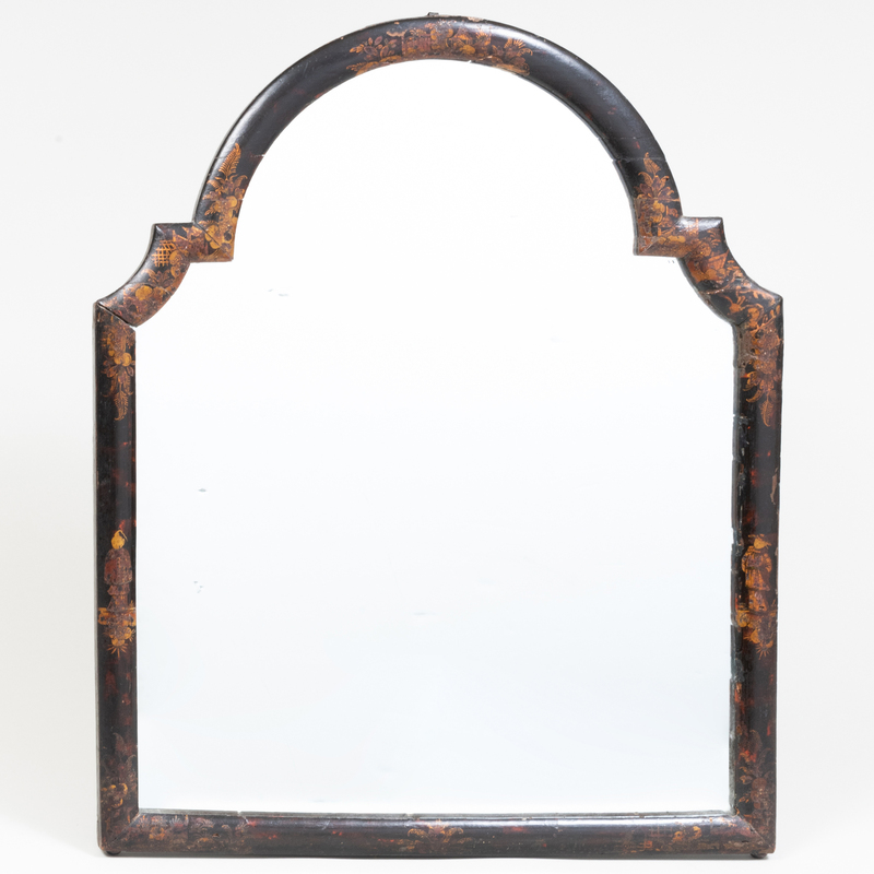 Appraisal: QUEEN ANNE STYLE BLACK LACQUER AND PARCEL-GILT DRESSING MIRROR x