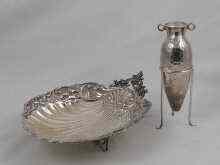 Appraisal: A Continental silver shell dish approx x cm together with