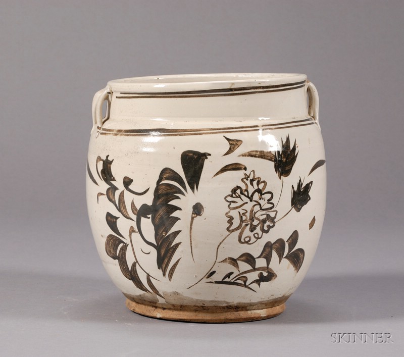 Appraisal: Stoneware Storage Jar China Ming period or earlier Tzu Chou