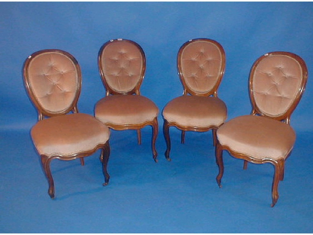 Appraisal: A set of four Victorian rosewood dining chairs with oval