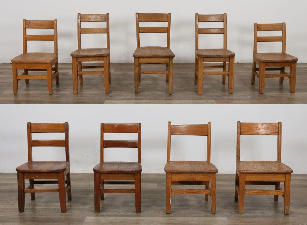 Appraisal: SET OF OAK CHILDREN'S SCHOOL CHAIRS oak children's school chairs