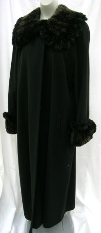 Appraisal: Dino Gaspari Full Length Black Cashmere Coat with Knitted Mink