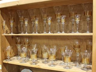 Appraisal: lot of Two shelves of Moderne art glass stemware group