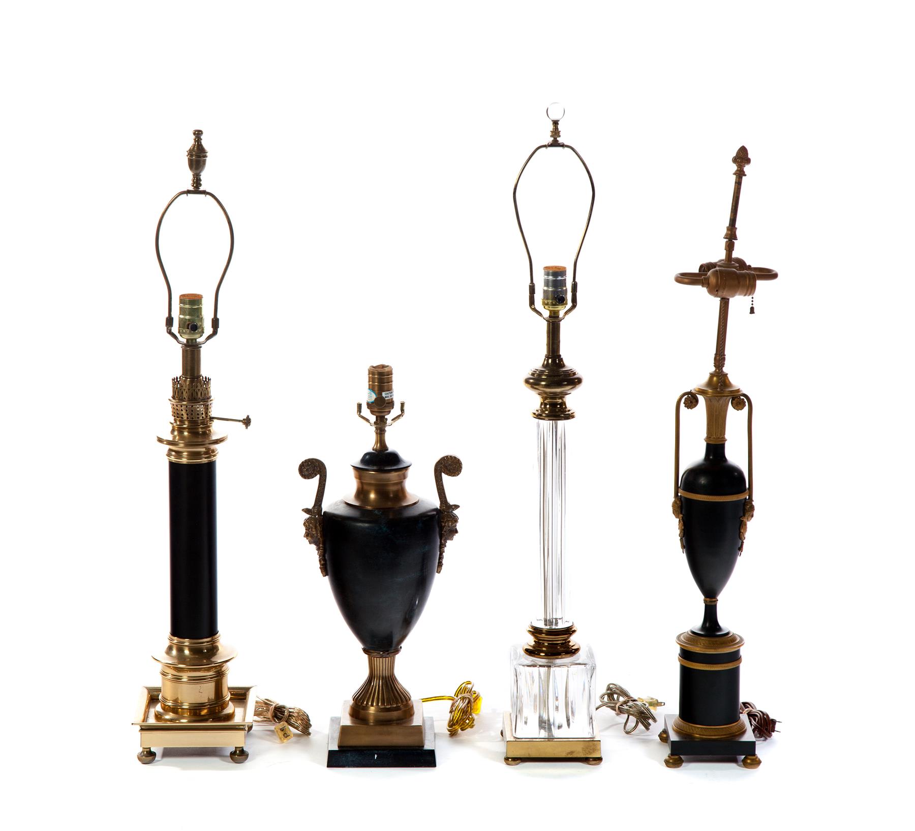 Appraisal: FOUR MODERN TABLE LAMPS American early st century Three are