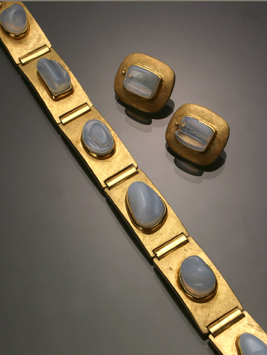 Appraisal: -Karat Yellow-Gold and Moonstone Three-Piece Ensemble Burle Marx Consisting of