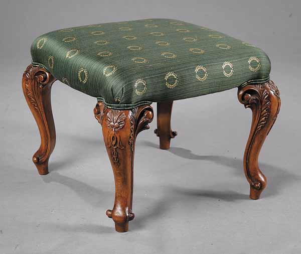 Appraisal: A Baroque-Style Carved Walnut Footstool early th c the upholstered