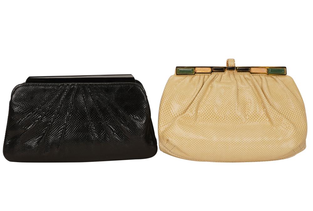 Appraisal: TWO JUDITH LEIBER EXOTIC SKIN BAGSthe black lizard bag with