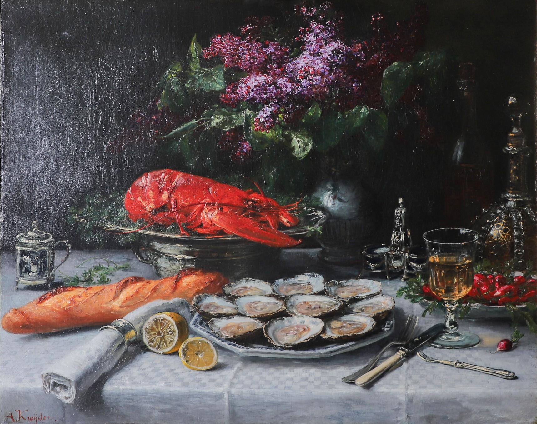 Appraisal: Alexis Kreyder French - Still Life with Lobster oil on