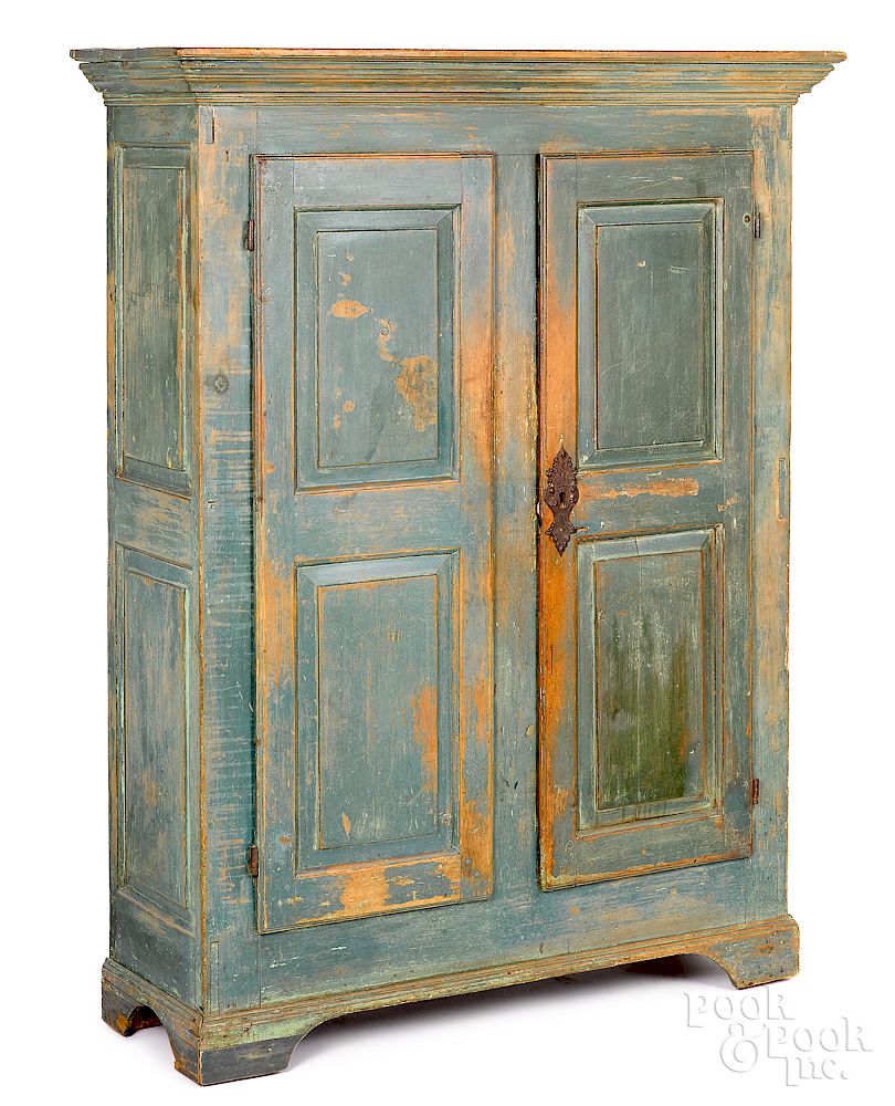 Appraisal: New England or Canadian painted pine cupboard Exclusive on Bidsquare