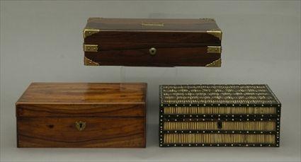 Appraisal: English Brass-Mounted Rosewood Humidor Together with a rosewood box and