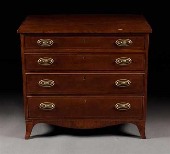 Appraisal: Federal inlaid mahogany bachelor's chest of drawers first quarter- th