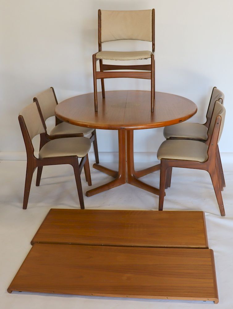 Appraisal: MIDCENTURY Drylund Dining Table And Chairs Signed on table Includes