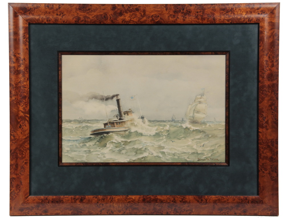 Appraisal: MARINE WATERCOLOR - 'After a Tow' by James Gale Tyler