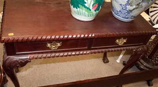 Appraisal: Chippendale style mahogany two-drawer hall table and mirror Estimate -