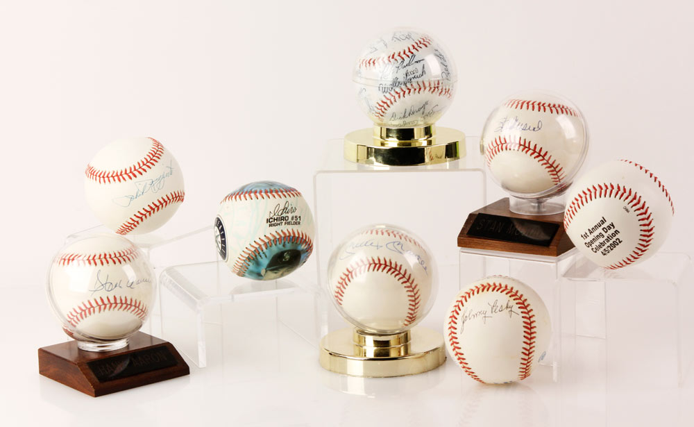 Appraisal: - Autographed Baseballs Lot of eight autographed baseball signatures include