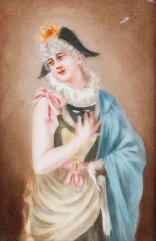 Appraisal: Continental painted porcelain plaque of a female harlequin early th