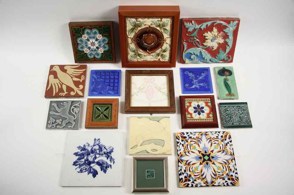 Appraisal: TILE LOT - fine Art Pottery and glass tiles six