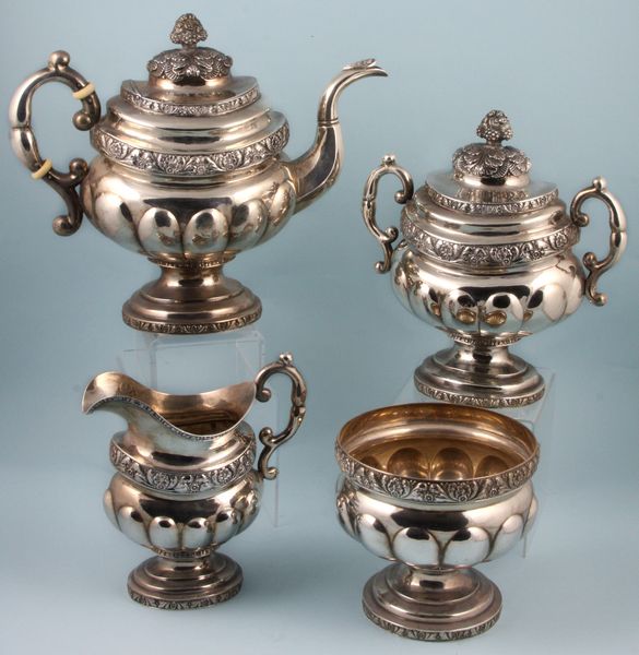 Appraisal: Early th Century American coin silver four piece tea set