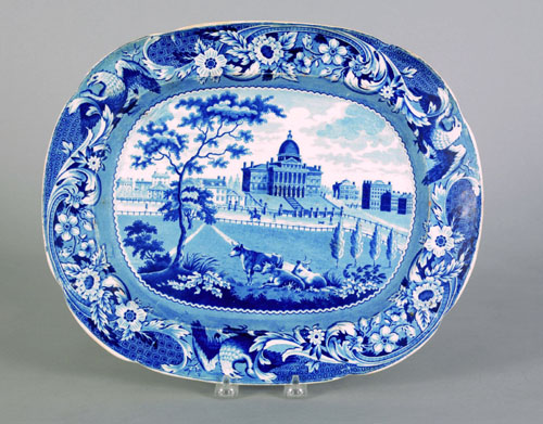 Appraisal: Historical blue Staffordshire platter th c depicting The State House