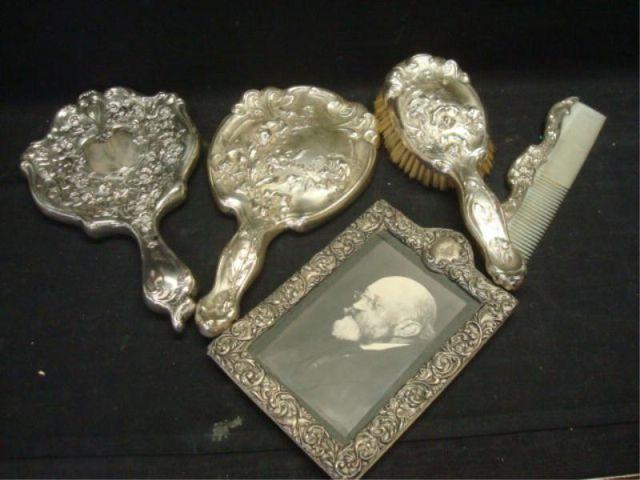 Appraisal: Assorted Lot of Sterling Silver Plate Vanity items and a