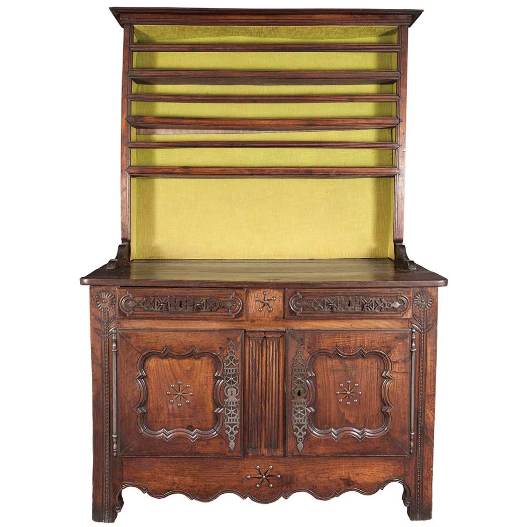 Appraisal: French Provincial Oak and Fruitwood Buffet a Deux Corps Second