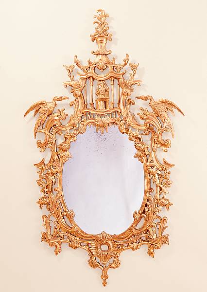 Appraisal: A good George III style giltwood mirror en suite with