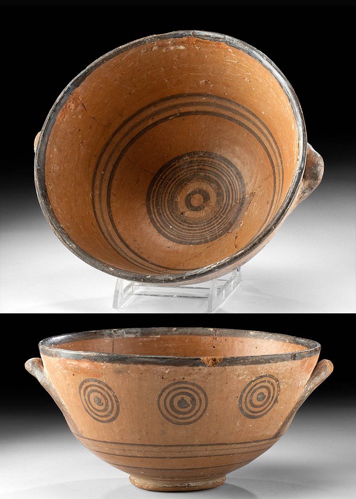 Appraisal: Greek Cypriot Pottery Bowl Target Motifs Ancient Greece Cyprus ca