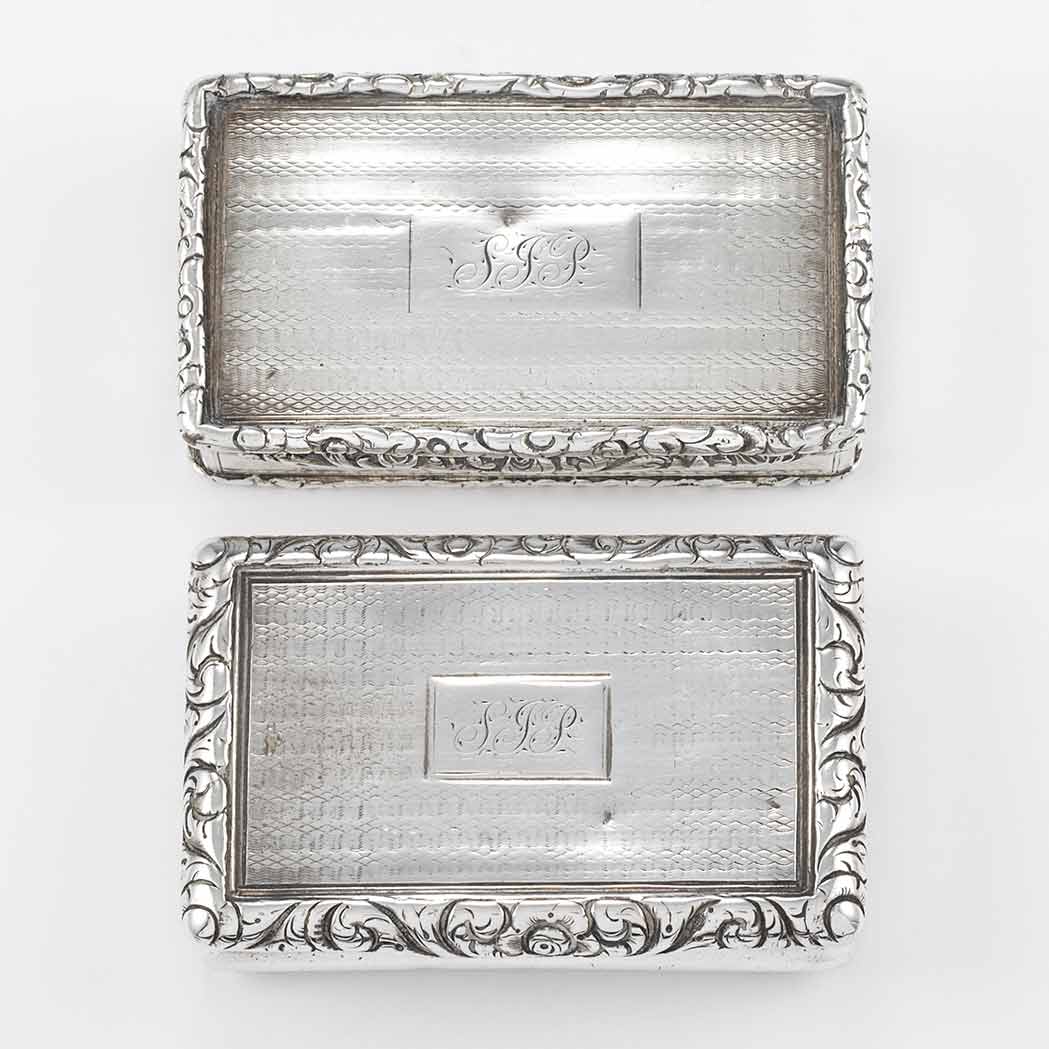 Appraisal: Two George IV Silver Snuff Boxes John Shaw Birmingham circa